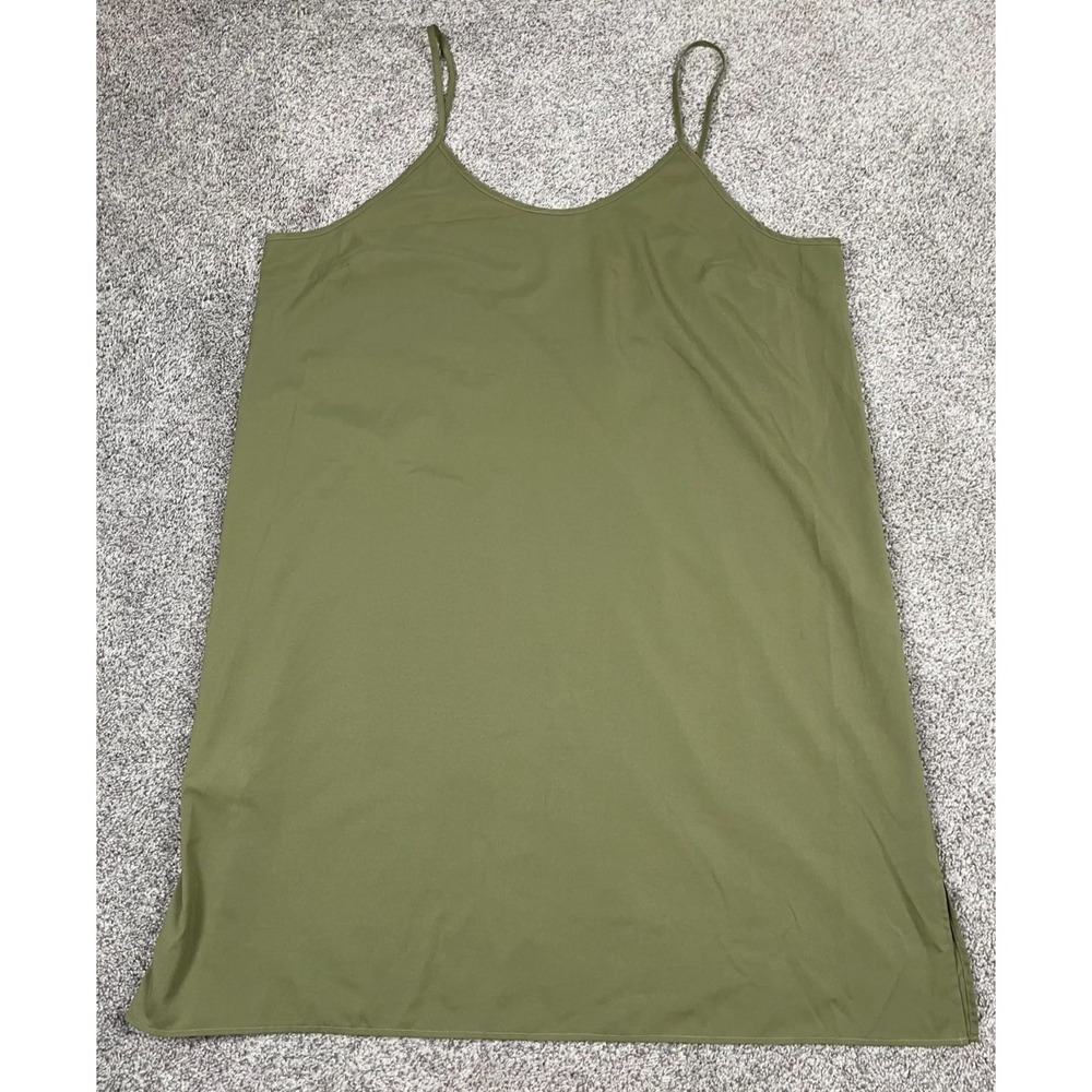 Ann Taylor Slip Dress Womens XL Green Sheath Lightweight Minimal Boho Short
